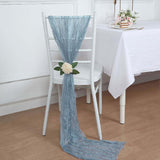 5 Pack | Dusty Blue Gauze Cheesecloth Boho Chair Sashes - 16inch x 88inch