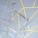 90inch x 132inch Dusty Blue Rectangle Polyester Tablecloth With Gold Foil Geometric Pattern