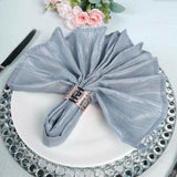 5 Pack | Dusty Blue Accordion Crinkle Taffeta Dinner Napkins | 20x20Inch