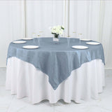 72x72Inch Dusty Blue Accordion Crinkle Taffeta Table Overlay, Square Tablecloth Topper