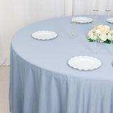 120inch Dusty Blue Premium Scuba Wrinkle Free Round Tablecloth, Scuba Polyester Tablecloth