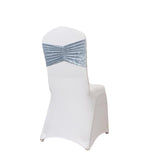 5 Pack Premium Crushed Velvet Chair Sashes Dusty Blue Wide Ruffle Style