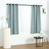 2 Pack | Handmade Dusty Blue Faux Linen Curtains 52x64 inches Curtain Panels With Chrome Grommets