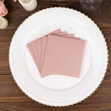 20 Pack | Dusty Rose Soft Linen-Feel Airlaid Paper Cocktail Napkins, Highly Absorbent Disposable