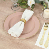25-Pack Paper 10inch Round Dinner Plates in Dusty Rose Sunray Design with Gold Rim - Disposable