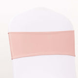 5 Pack Dusty Rose Spandex Chair Sashes with Gold Diamond Buckles, Elegant Stretch Chair Bands