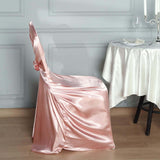 Dusty Rose Satin Self-Tie Universal Chair Cover, Folding, Dining, Banquet and Standard