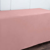 6FT Dusty Rose Fitted Polyester Rectangular Table Cover