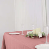 72"x120" Dusty Rose Polyester Rectangle Tablecloth, Reusable Linen Tablecloth