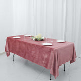 60"x102" Dusty Rose Premium Velvet Rectangle Tablecloth, Reusable Linen