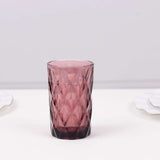 6 Pack Dusty Rose Crystal Cut Highball Cocktail Glasses with Heavy Base