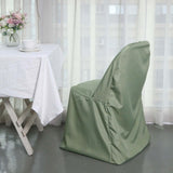 Dusty Sage Green Polyester Folding Chair Cover, Reusable Stain Resistant Slip On Chair Cover