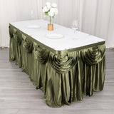 14ft Eucalyptus Sage Green Pleated Satin Double Drape Table Skirt