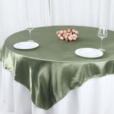 72"x72" Dusty Sage Green Satin Square Table Overlay