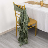 5 Pack Eucalyptus Sage Green Curly Willow Chiffon Satin Chair Sashes