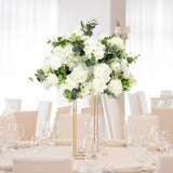 22-Inch White Silk Flower Grand Centerpiece – Pre-Arranged Artificial Rose, Hydrangea