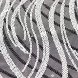 12x108inch White Black Wave Mesh Table Runner With Embroidered Sequins