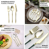 24 Pack | 6inch Gold / Brown Plastic Dessert Forks With Roman Column Handle