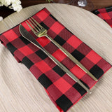 5 Pack | Black/Red Buffalo Plaid Cloth Dinner Napkins, Gingham Style | 15x15Inch