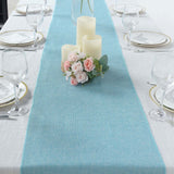 14x108Inch Turquoise Boho Chic Rustic Faux Burlap Cloth Table Runner