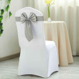 5 Pack | Silver | Reversible Chair Sashes with Buckle | Double Sided Pre-tied Bow Tie Chair Bands | Satin & Faux Leather