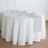 12x108 Silver Linen Table Runner, Slubby Textured Wrinkle Resistant Table Runner