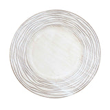 6 Pack | 13inch White Washed Rose Embossed Faux Wood Plastic Charger Plates