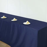 8FT Navy Blue Fitted Polyester Rectangular Table Cover