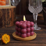 2 Pack | 2inch Burgundy Flameless Flickering LED Bubble Candles