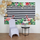 5ftx7ft Pink Flamingo/Stripe Vinyl Photography Booth Backdrop Banner