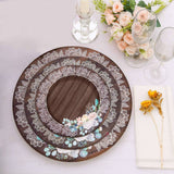 25 Pack Round Dinner Paper Plates in Brown Rustic Wood Print 10inch Disposable Party Plates Floral