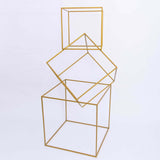 2 Pack | 20inch Square Gold Metal Frame Wedding Flower Stands, Geometric Centerpieces