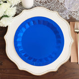 25 Pack | 9inch Geometric Royal Blue Foil Dinner Paper Plates, Disposable Party Plates - 400 GSM