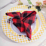 5 Pack | Black/Red Buffalo Plaid Cloth Dinner Napkins, Gingham Style | 15x15Inch