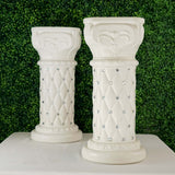 2 Pack | 25 inch Tall White PVC | 10mm Crystal Beaded Studded French Inspired Pedestal Column Stand