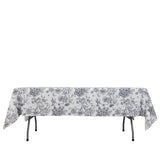Polyester 60x102inch Rectangle Tablecloth White - Black French Toile Pattern for Elegant