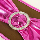 5 pack Metallic Fuchsia Spandex Chair Sashes With Attached Round Diamond Buckles