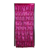 8ft Fuchsia Metallic Tinsel Foil Fringe Doorway Curtain Party Backdrop
