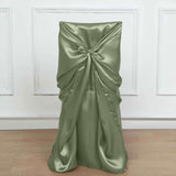 Dusty Sage Green Satin Self-Tie Universal Chair Cover, Folding, Dining, Banquet and Standard