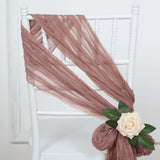 5 Pack | Dusty Rose Gauze Cheesecloth Boho Chair Sashes - 16inch x 88inch