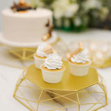 Set of 3 | Gold Metal Geometric Cake Stands Reversible Octagon Baskets