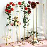 48inch Matte Gold Wedding Flower Stand - Metal Vase Column Stand - Geometric Centerpiece Vase