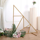 3ft Tall Gold Metal Triangular Geometric Flower Frame Prop Stand