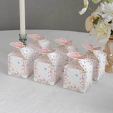 25 Pack White Pink Glitter Butterfly Top Candy Gift Boxes, Spring Floral Party Favor Boxes