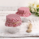 6inch Red / White Gingham Mason Jar Cloth Lid Covers, Checkered Jam Jar Covers with Jute String