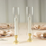 2 Pack 12inch Tall Clear Glass Candle Shades with 2.25inch Wide Open Ends