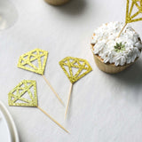 24 Pack | Glitter Gold Diamond Ring Cupcake Toppers, Party Cake Picks