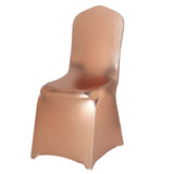 Shiny Metallic Blush/Rose Gold Spandex Banquet Chair Cover, Glittering Premium Fitted Chair Cover