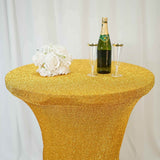 Gold Metallic Shimmer Tinsel Spandex Cocktail Table Cover