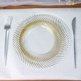 10 Pack | 7inch Clear / Gold Swirl Rim Disposable Salad Plates